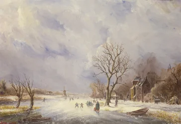 Scène de canal en hiver, 19ème siècle